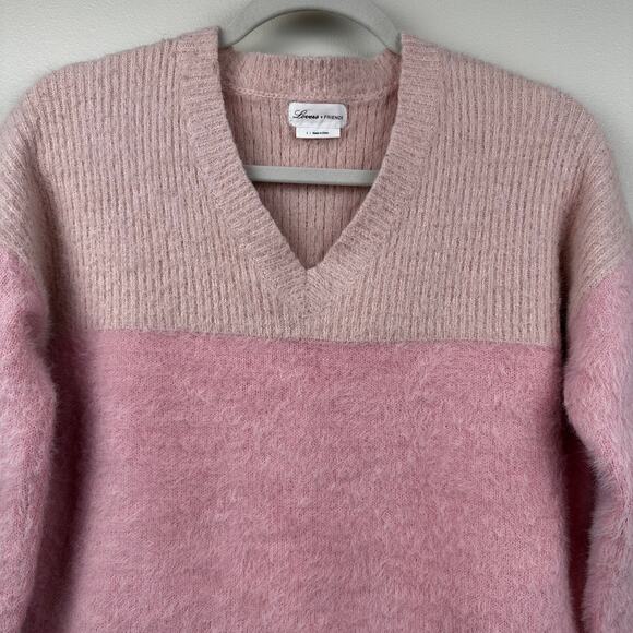 Lovers + Friends x Revolve Sweater Fuzzy Dual Tone Pink Small Ballet Core - Picture 2 of 9